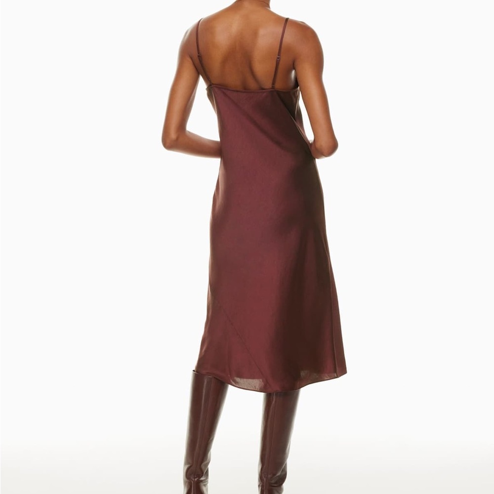 Aritzia Wilfred Burgundy Satin Midi Dress - Holiday Party / Cocktail XS